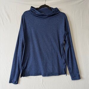 Athleta Womens Long Sleeve Pullover Hooded Shirt Size M Blue Hiking Athleisure